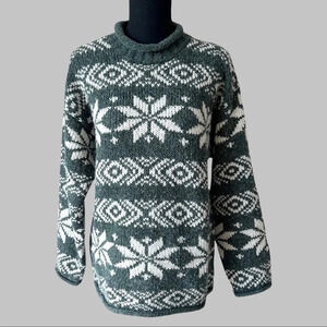 Vintage Daniel Hechter Snowflakes Wool Blend Chunky Christmas Ugly Sweater